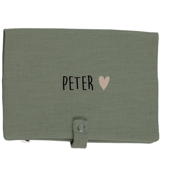 Range couche en lin vert olive personnalisé