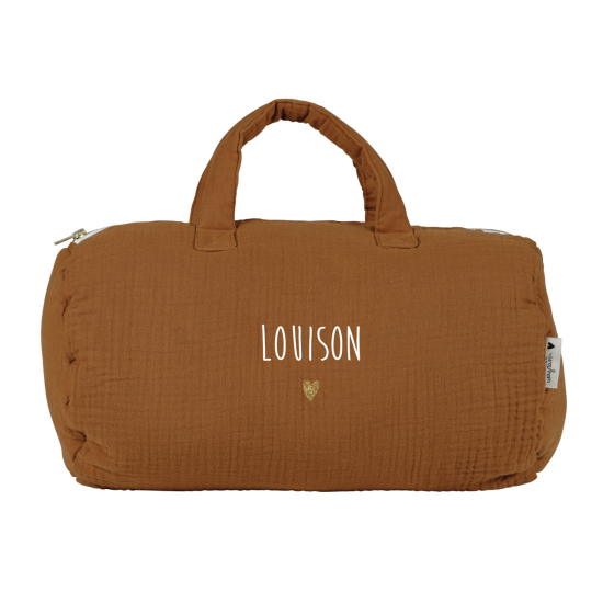 Sac polochon type sac week end / bowling / sac de sport pour enfant en gaze caramel