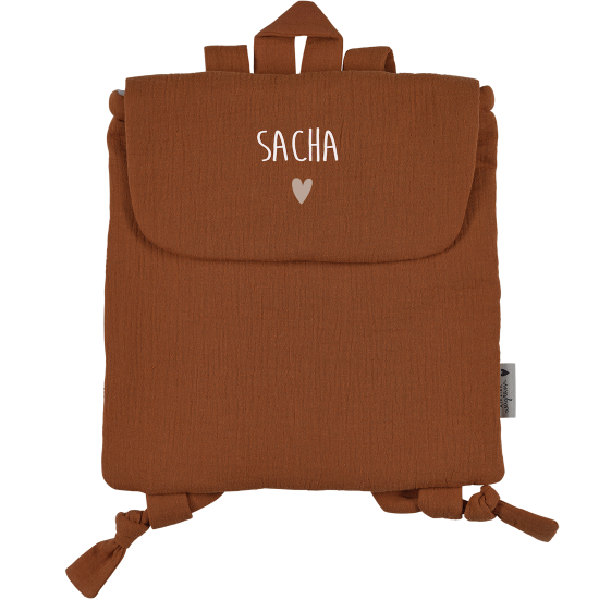 sac à dos pour enfant en gaze de coton caramel personnalisé