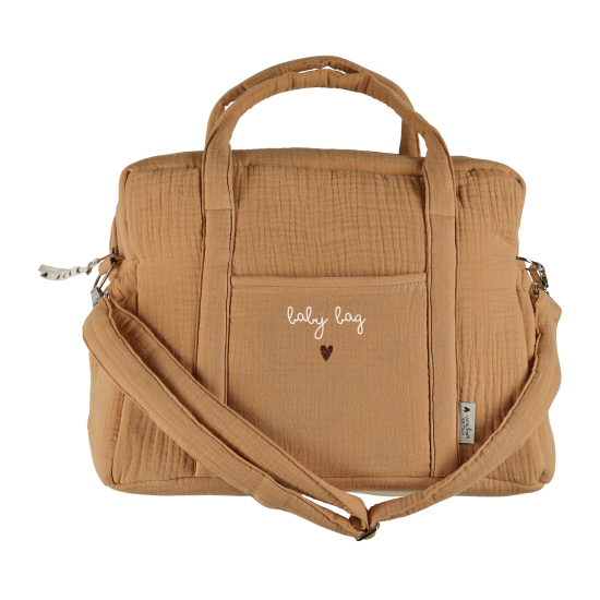 sac à langer en gaze de coton camel personnalisé