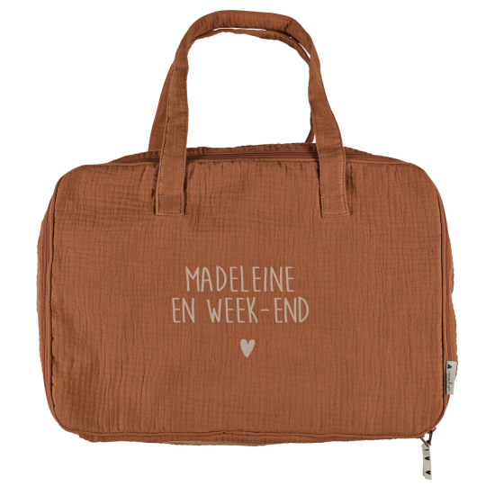 mini valise en gaze de coton caramel - sac week end