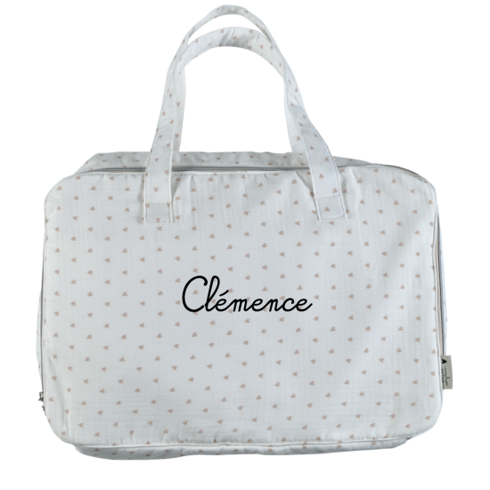 mini valise en gaze de coton coeurs - sac week end