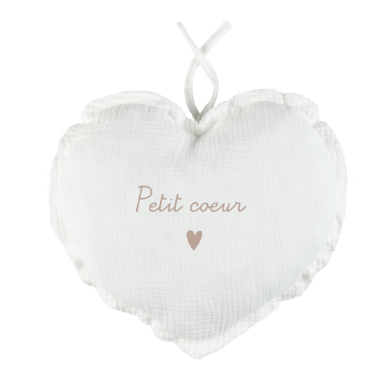 mobile coeur bruits blancs gaze de coton ecru