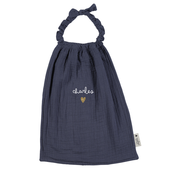 serviette de cantine gaze bleu jean