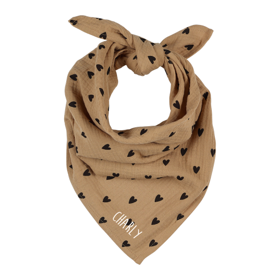 foulard gaze de coton coeur beige