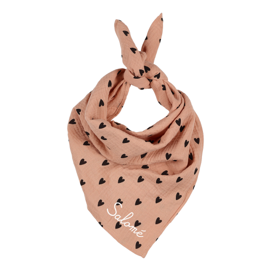 foulard gaze de coton coeur rose