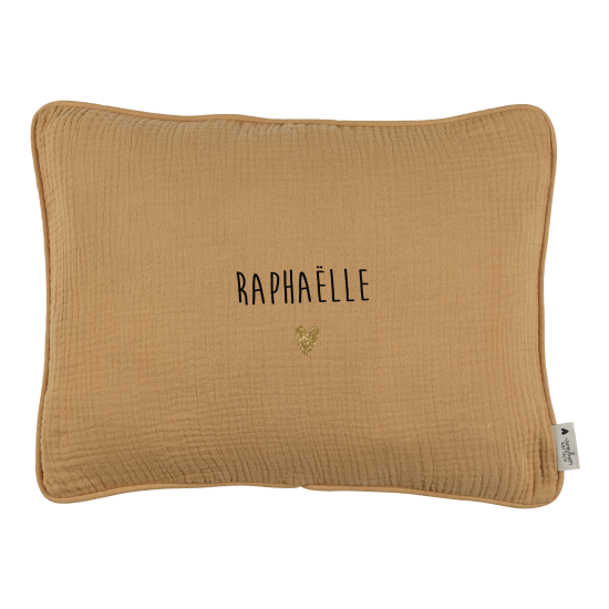 Housse de coussin camel gaze de coton