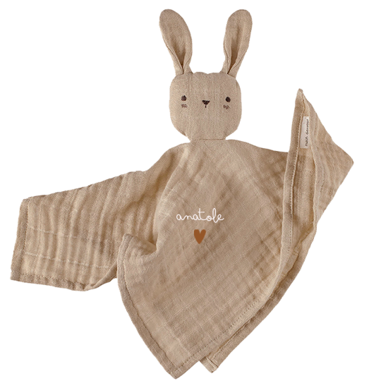 Doudou lange lapin beige