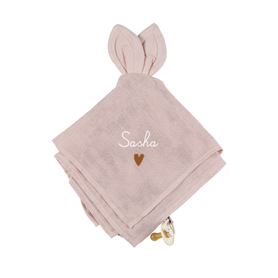 doudou lapin coton organique GOTS cadeau naissance rose