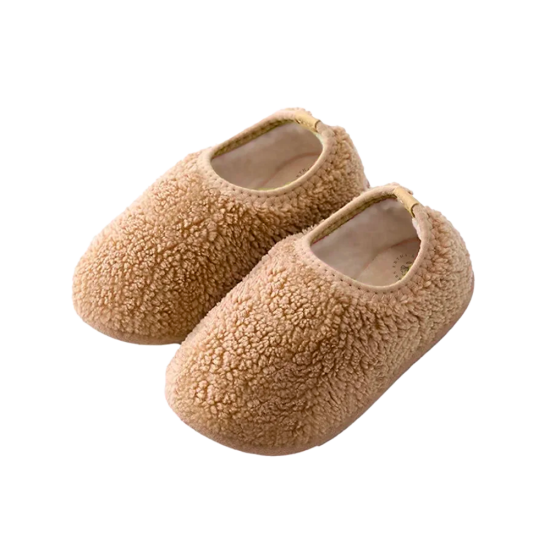 chaussons bouclette caramel